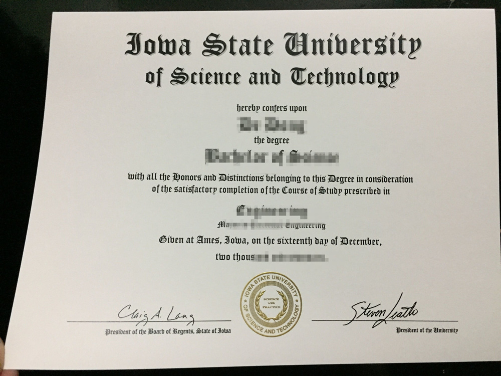 复刻2015爱荷华州立大学原版毕业证书，办理美国ISU文凭成绩单