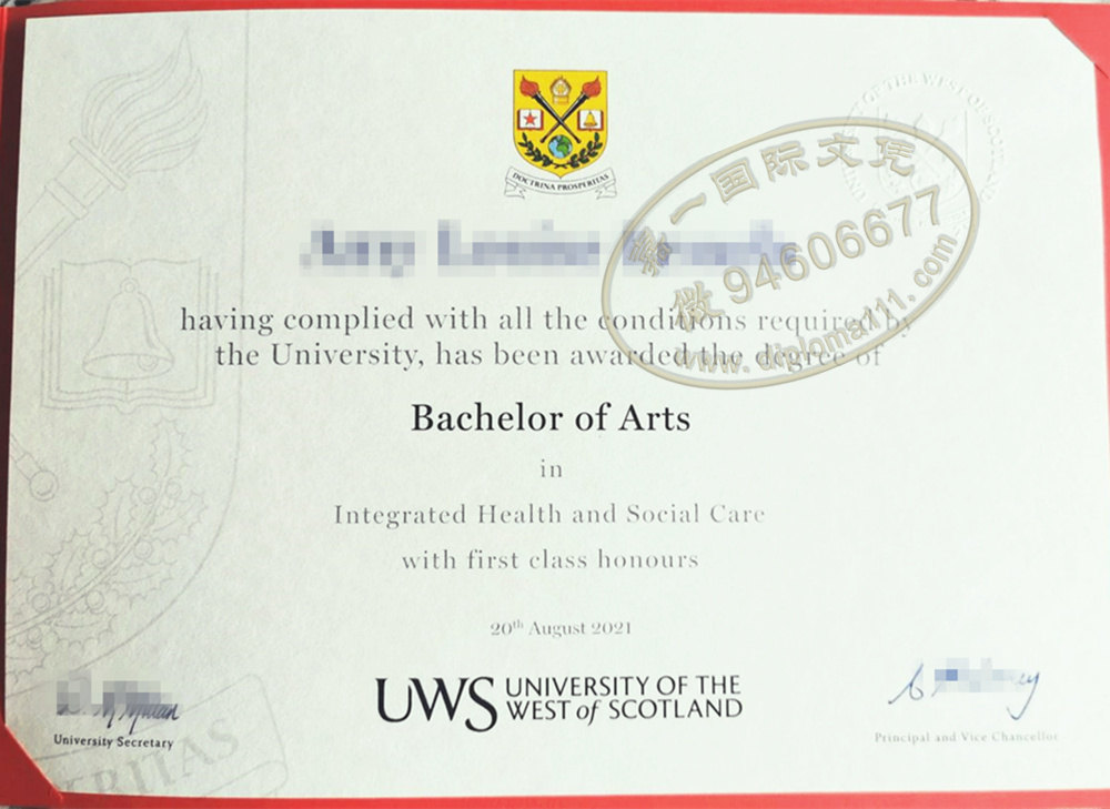 西苏格兰大学21版毕业证图集,补办英国UWS文凭材料合作点