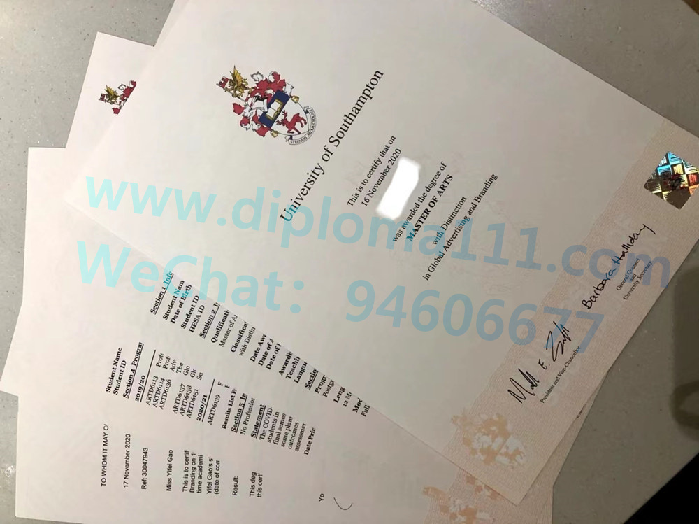 购买一套南安普顿大学毕业证成绩单案例展示图