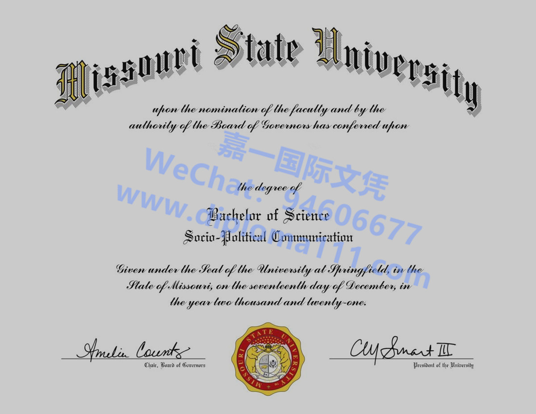 展示密苏里州立大学文凭电子图,办理美国Missouri State毕业证应对策略