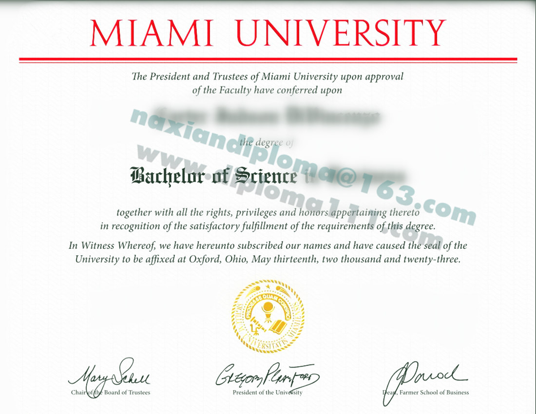 迈阿密大学牛津商学院本科文凭电子PDF,美国Miami毕业证最佳工艺奖