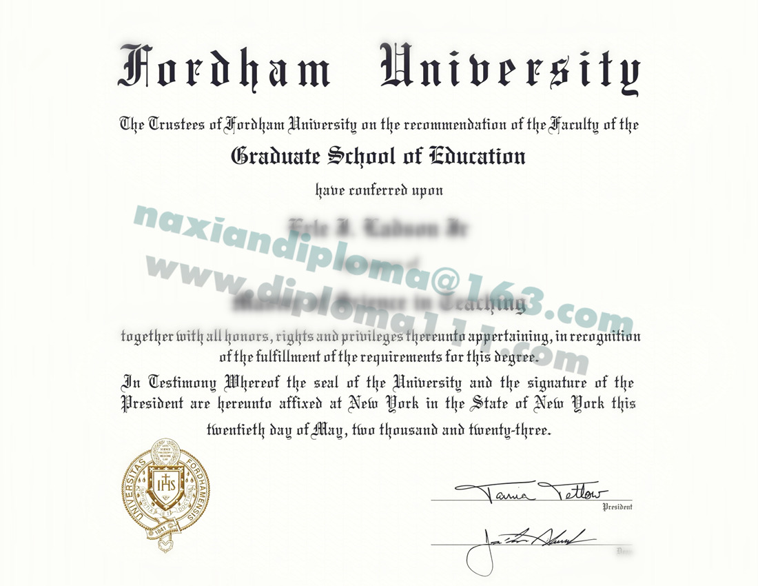 福特汉姆大学电子学位证样式，Fordham University文凭英文版
