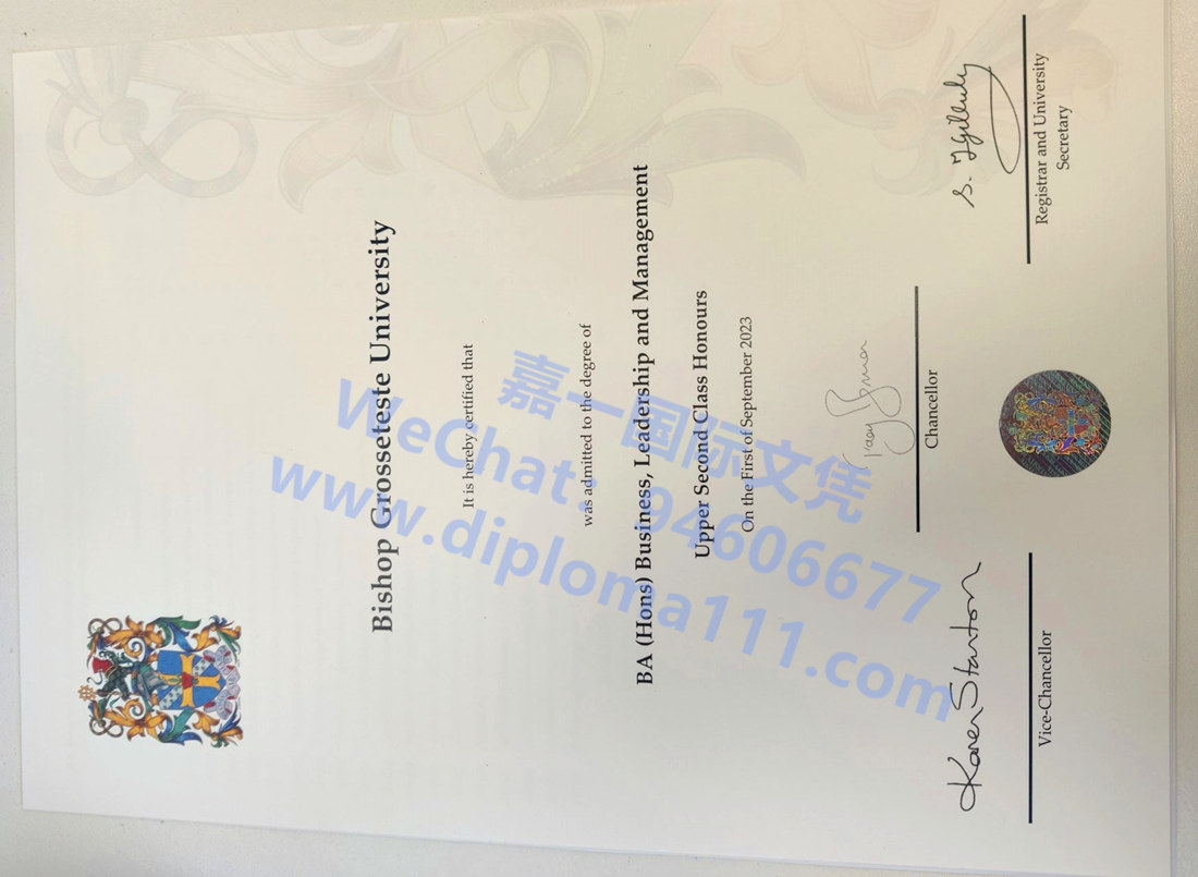 补办英国文凭渠道：新版格罗斯泰斯特主教大学学位证书