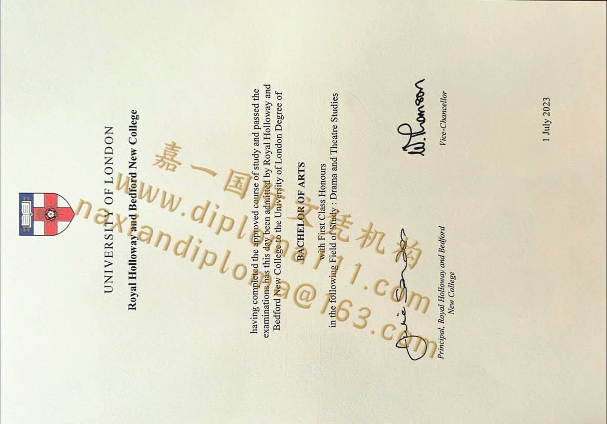 伦敦大学皇家霍洛威和贝德福德新学院毕业证样本案例